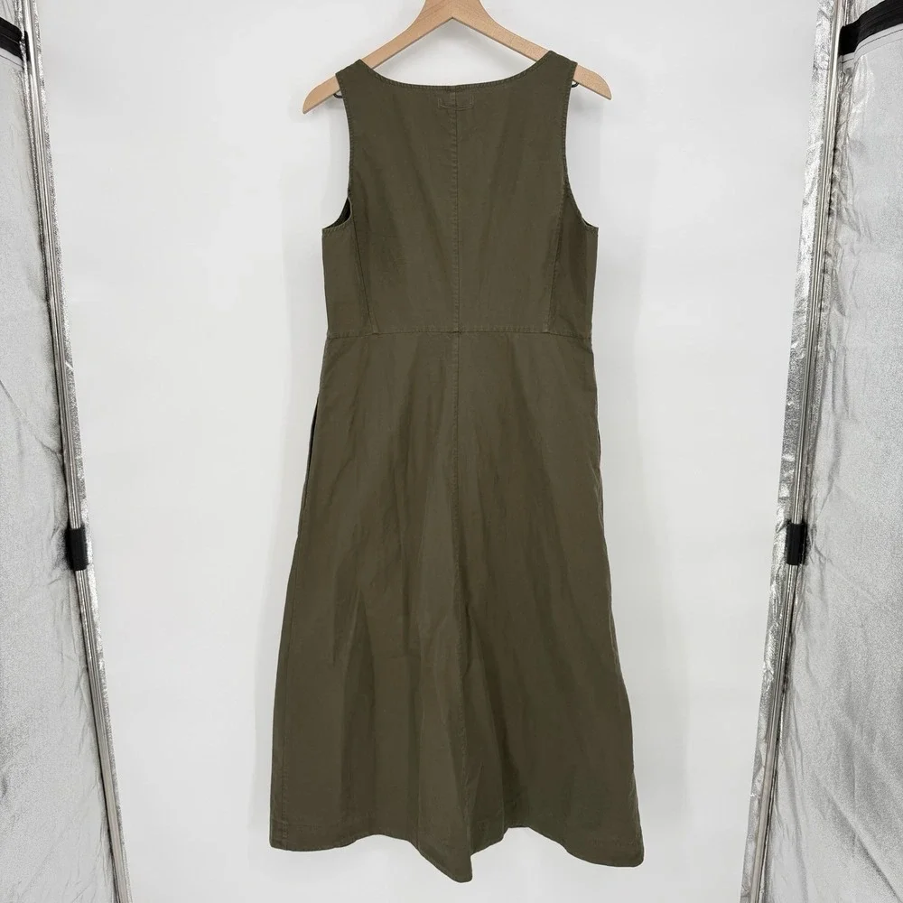 Alex Mill Sz XL Piper Square Neck Cotton Blend Midi Dress Sleeveless Button Down - Picture 3 of 7